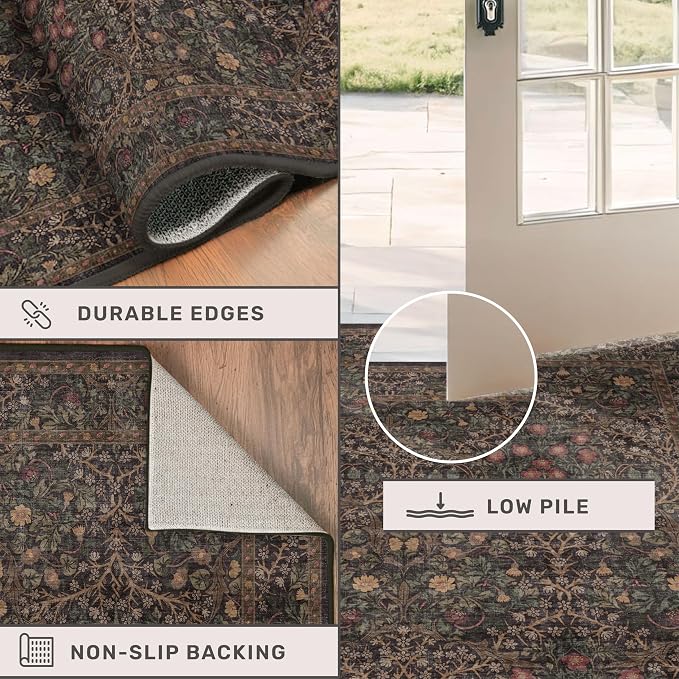 Washable Dark Brown 4x6 Area Rugs