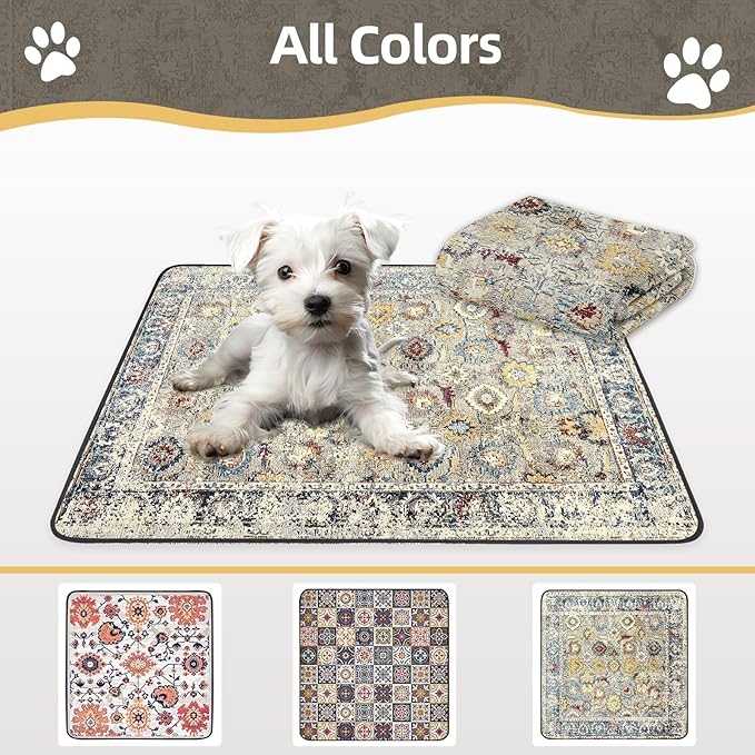 Washable Pee Pad for Dogs Extra Large, 72" x 72" Reusable Puppy Pads Waterproof Dog Rugs, Super Absorbent, Leakproof, Dog Crate Pad, Playpen Mat, Whelping Pads, Vintage