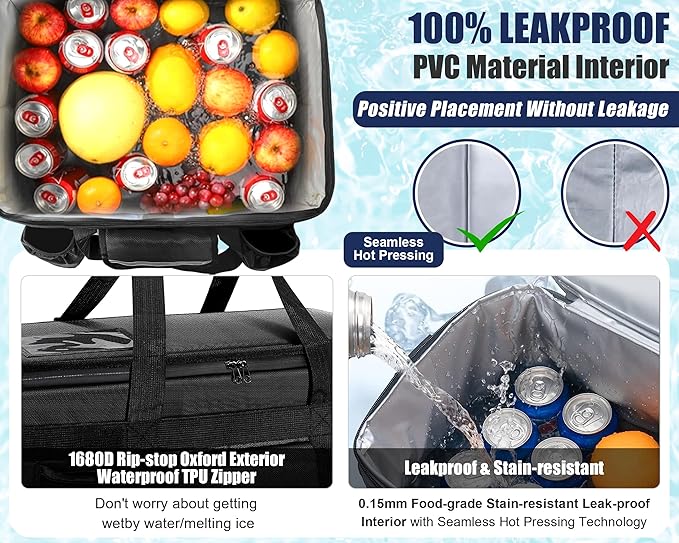 MyLifeUNIT Insulated Cooler Bag for Food & Pizza Delivery Bag Suitable for Car, Bike, Camping, Picnic, Beach, Large Size