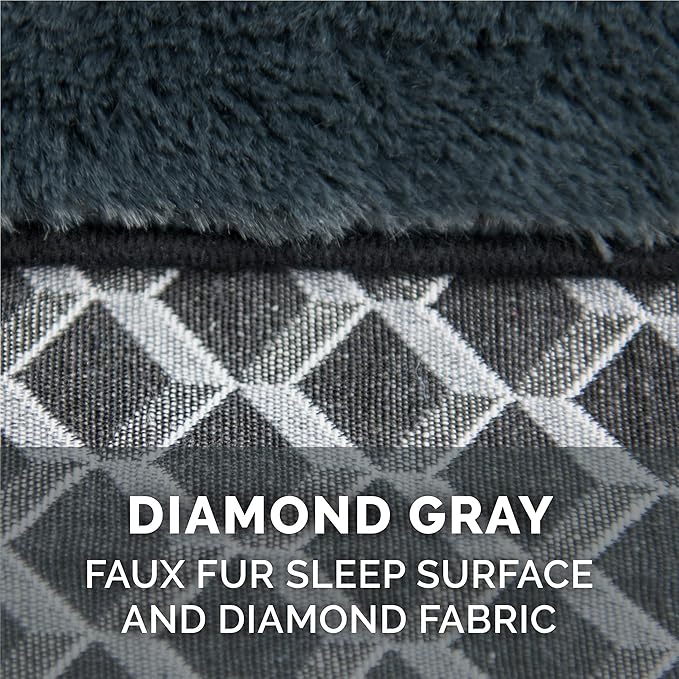 Furhaven Comfy Couch Plush & Décor Sofa-Style Egg Crate Orthopedic Foam Dog Bed - Diamond Gray, Small