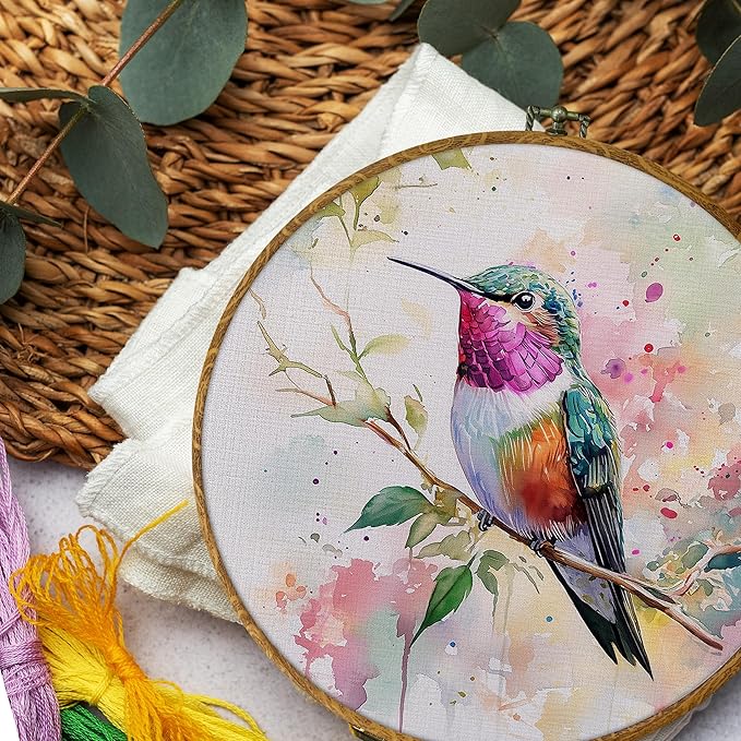 DILSJ Hummingbird Decor, Hummingbird Gifts for Women Canvas Wall Art Framed, Cottagecore Bird Hanging Decorations for Home Bedroom Living Room, 10x10 Inch