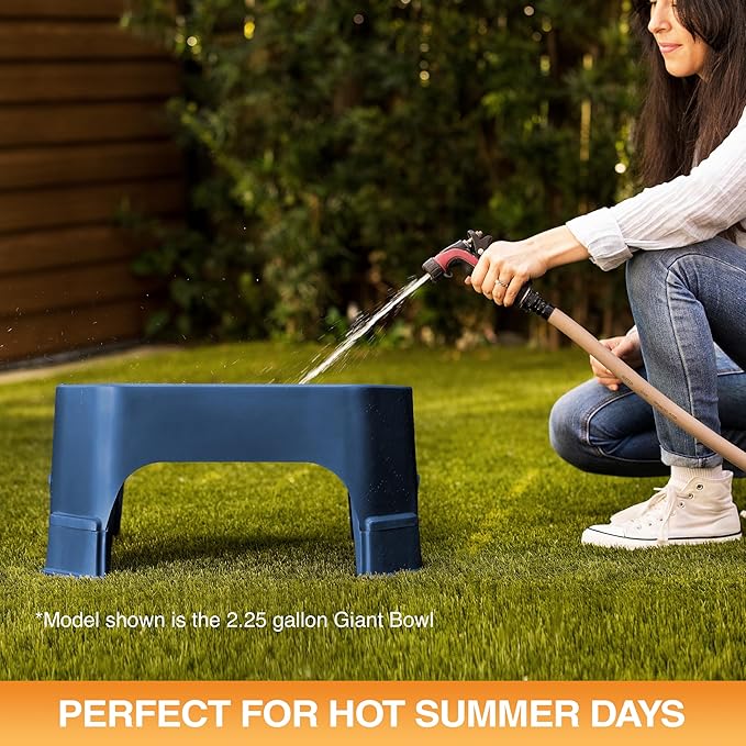 Neater Pet Brands Extra Large Water Bowl for Dogs, Elevated Outdoor Dog Water Bowl (1.25 Gallon XL Capacity), Big Trough Style Food Dish for Indoors or Outside, No Spill Large Dog Bowls, Dark Blue