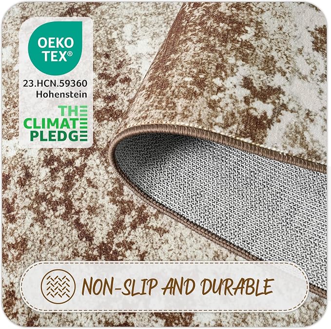 Brown Rug Runners for Hallways Kitchen 2.6x8 Non Slip Washable Entryway Runner