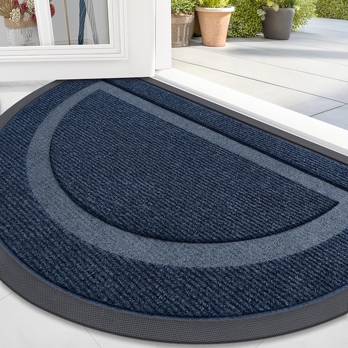 OLANLY Half Circle Door Mat Indoor Outdoor Entrance Welcome, Waterproof