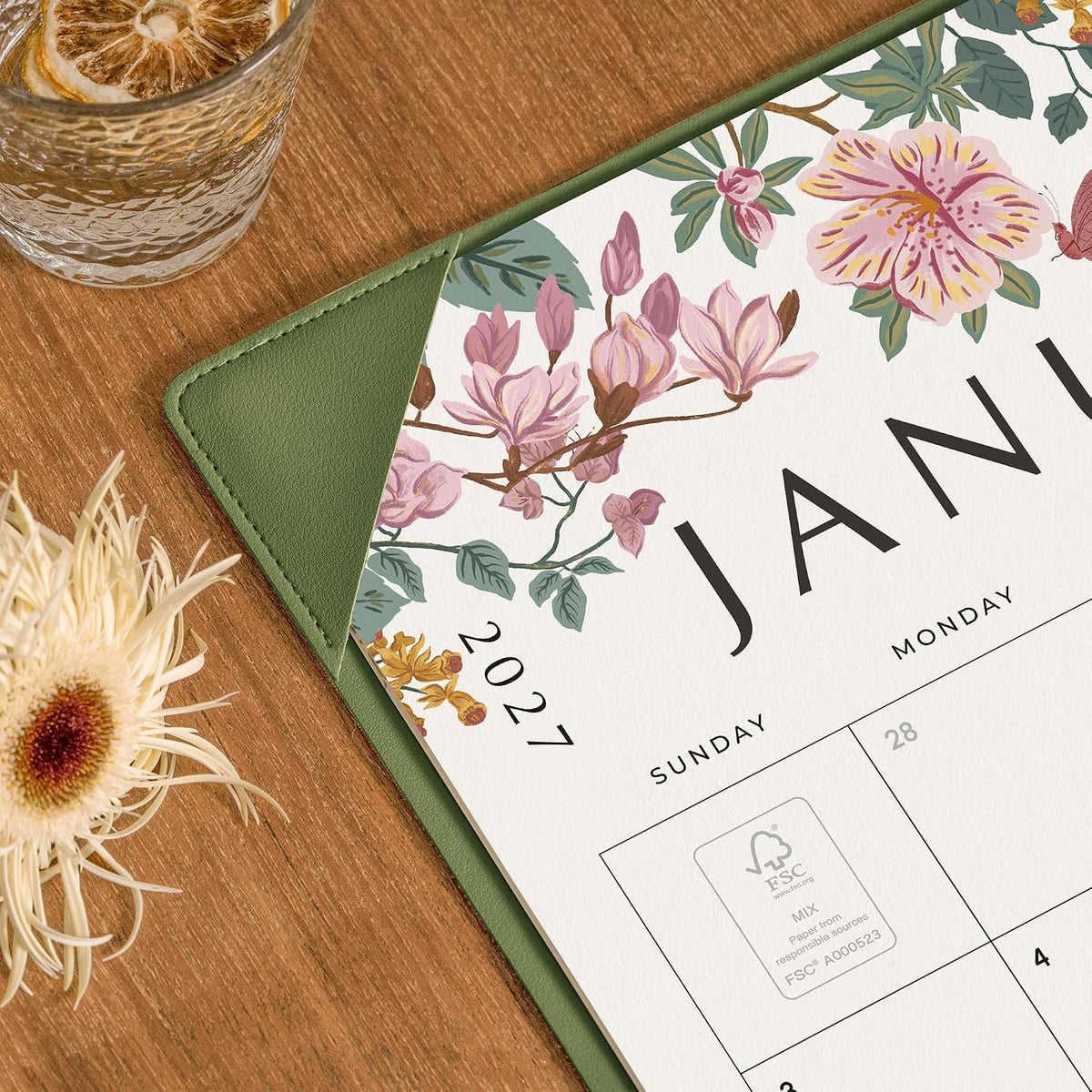 Cabbrix Desk Calendar 2027, Large Desk Pad Calendar 22 x 17" (Green)