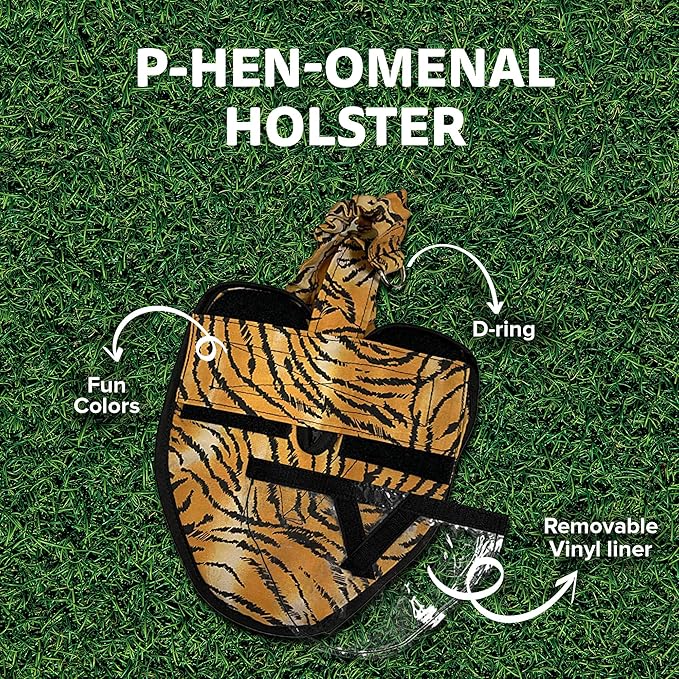 Hen Holster Wrap-Around Bird Diaper & Harness for Hens, Roosters, Ducks, Geese - with Removable Vinyl Liner, Adjustable Fit for Outdoor Adventures & Indoor Use - Easy to wear - Large, Tiger