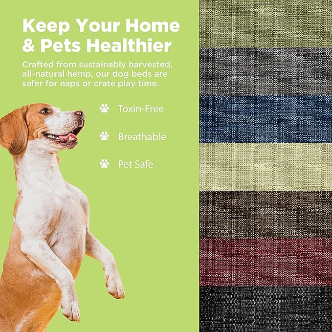 X-Large - 48 x 30 x 5 - Blueberry Premium Organic Hemp Dog Bed - Organic Latex Fill - Removeable Cover