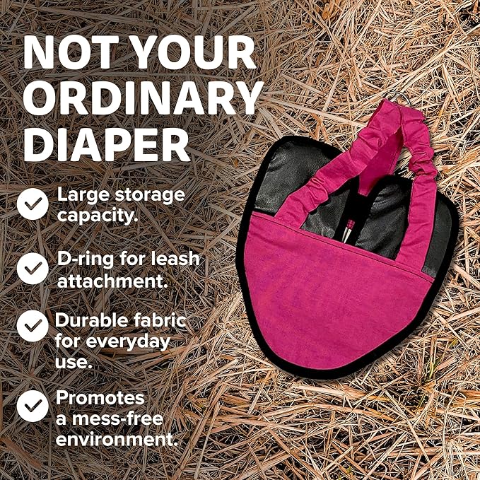 Hen Holster Bird Diaper, Wrap Around - for Hens, Roosters, Ducks, Leak-Proof Design, Comfortable Fleece Strap Bird Harness with Sewn-in Liner, Secure Hook and Loop Closure - Large, Pink