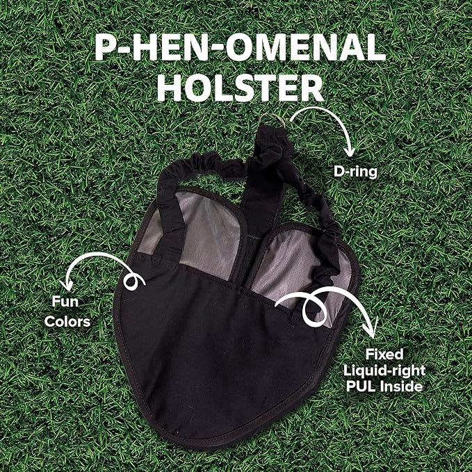 Hen Holster Bird Diaper, Wrap Around - for Hens, Roosters, Ducks, Leak-Proof Design, Comfortable Fleece Strap Bird Harness with Sewn-in Liner, Secure Hook and Loop Closure - Large, Black