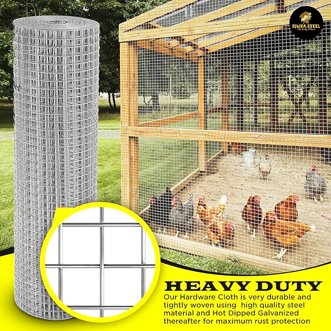 36” x 50 FT Hardware Cloth 1 inch Mesh 16 Gauge, Hot Dip Galvanised Wire Mesh, Rust Proof, Welded Cage Wire Rolls for Garden, Fence, Chicken, Rabbit, Pet Enclosures