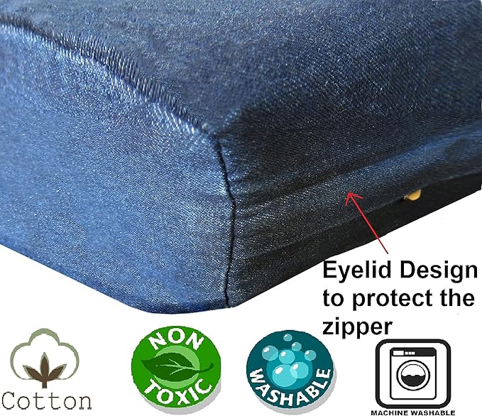 Dogbed4less Memory Foam Dog Bed Pillow, Waterproof Lining and Machine Washable Denim Cover Extra Large 47X29 Inches, Blue