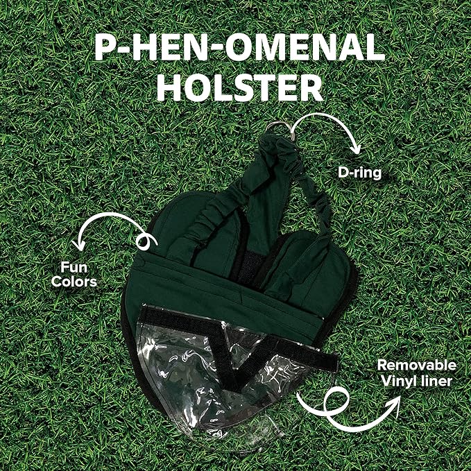 Hen Holster Wrap-Around Bird Diaper & Harness for Hens, Roosters, Ducks, Geese - with Removable Vinyl Liner, Adjustable Fit for Outdoor Adventures & Indoor Use - Easy to wear - XL, Green