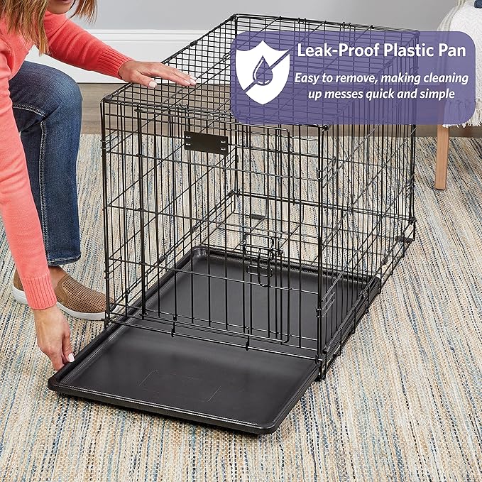 MidWest Homes for Pets 36-Inch iCrate for Medium-Large Breeds, 41-70 lbs, Single Door Folding Dog Crate with Divider Panel, Leak-Proof Tray & Secure Latches, Portable, Durable & Easy to Assemble