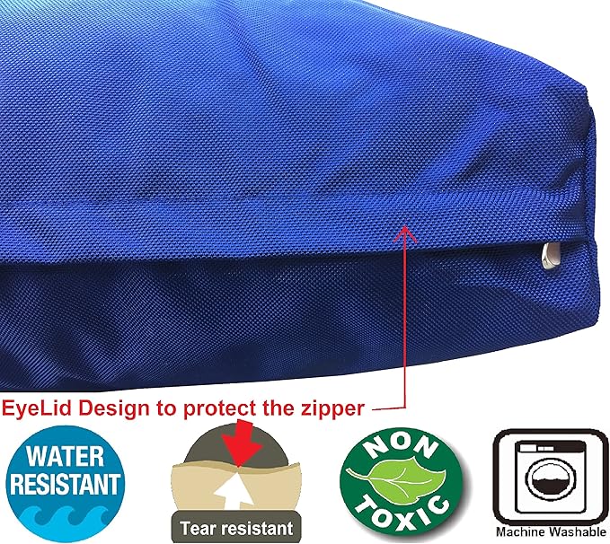 Dogbed4less Medium Shredded Memory Foam Dog Bed Pillow with Waterproof Liner and Heavy Duty Nylon Cover 37X27 Inches, Blue