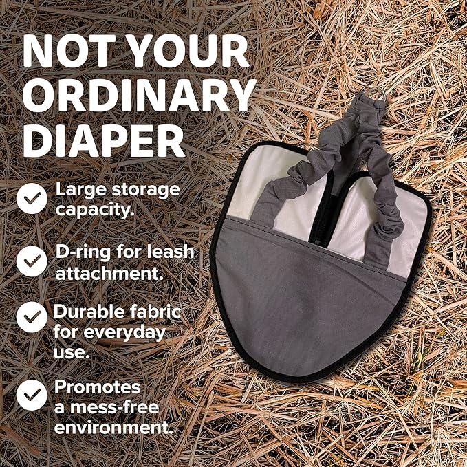 Hen Holster Bird Diaper, Wrap Around - for Hens, Roosters, Ducks, Leak-Proof Design, Comfortable Fleece Strap Bird Harness with Sewn-in Liner, Secure Hook and Loop Closure - XL, Gray
